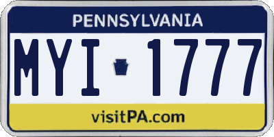 PA license plate MYI1777