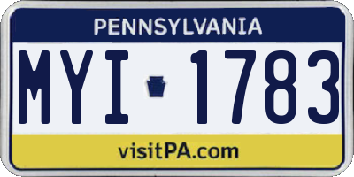 PA license plate MYI1783