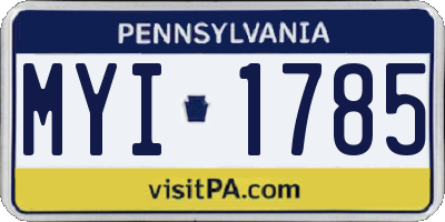 PA license plate MYI1785