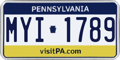 PA license plate MYI1789