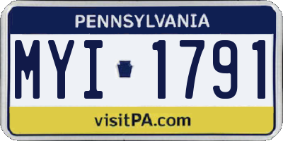 PA license plate MYI1791