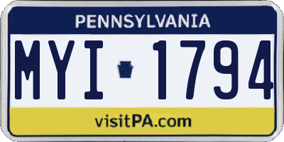 PA license plate MYI1794