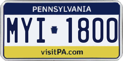 PA license plate MYI1800