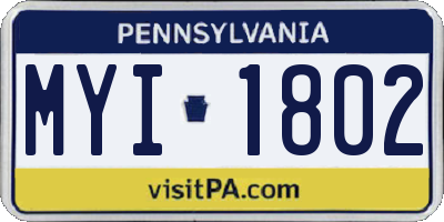 PA license plate MYI1802