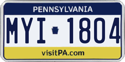 PA license plate MYI1804