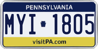 PA license plate MYI1805
