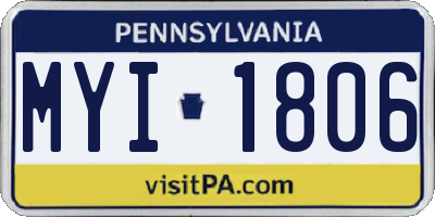 PA license plate MYI1806
