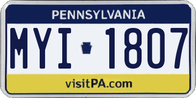 PA license plate MYI1807