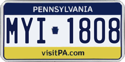 PA license plate MYI1808
