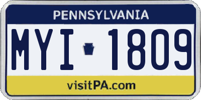 PA license plate MYI1809