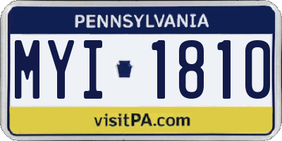 PA license plate MYI1810