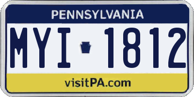 PA license plate MYI1812