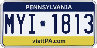 PA license plate MYI1813