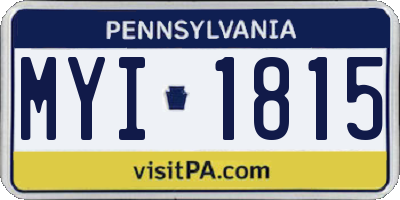 PA license plate MYI1815