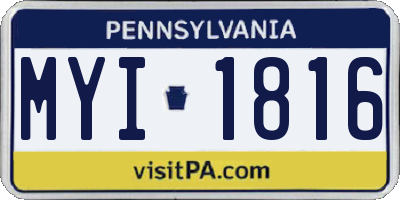 PA license plate MYI1816