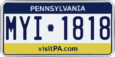 PA license plate MYI1818