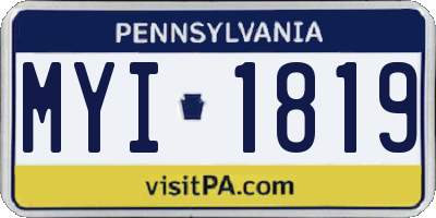 PA license plate MYI1819