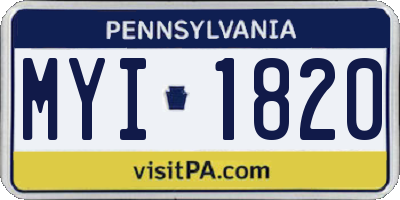 PA license plate MYI1820