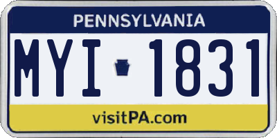 PA license plate MYI1831