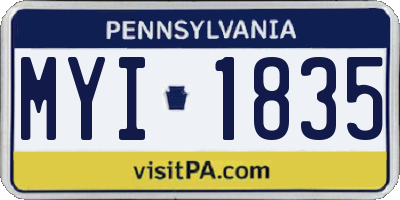 PA license plate MYI1835