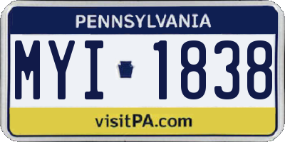 PA license plate MYI1838