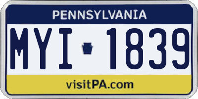 PA license plate MYI1839