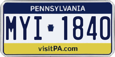 PA license plate MYI1840