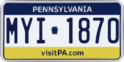 PA license plate MYI1870