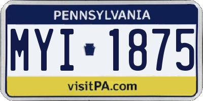 PA license plate MYI1875