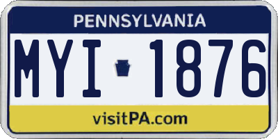 PA license plate MYI1876