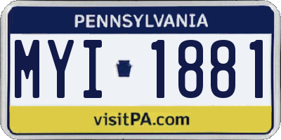 PA license plate MYI1881