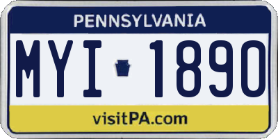 PA license plate MYI1890