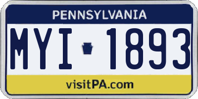 PA license plate MYI1893