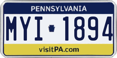 PA license plate MYI1894