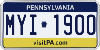 PA license plate MYI1900