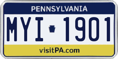 PA license plate MYI1901