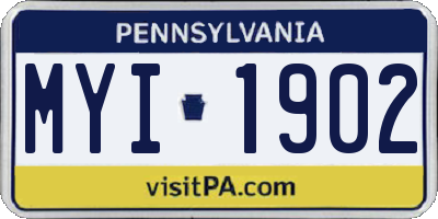 PA license plate MYI1902