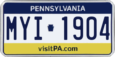 PA license plate MYI1904