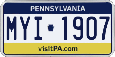PA license plate MYI1907