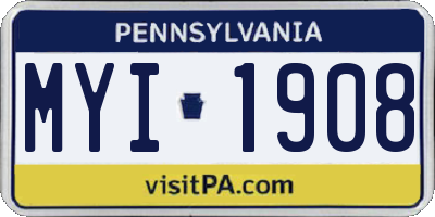 PA license plate MYI1908