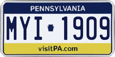 PA license plate MYI1909