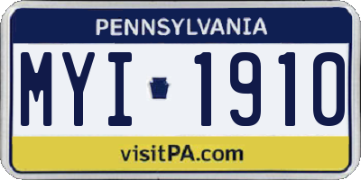 PA license plate MYI1910