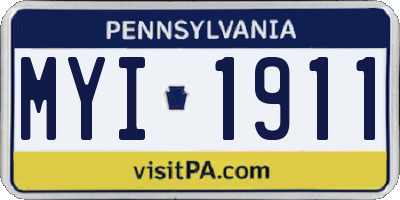 PA license plate MYI1911