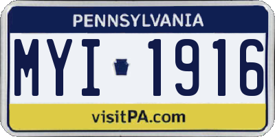 PA license plate MYI1916