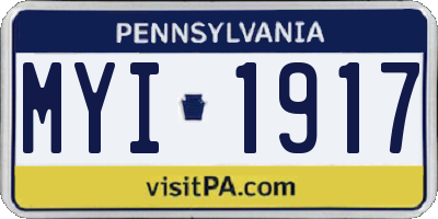 PA license plate MYI1917
