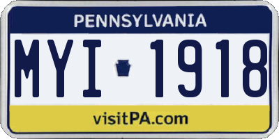 PA license plate MYI1918