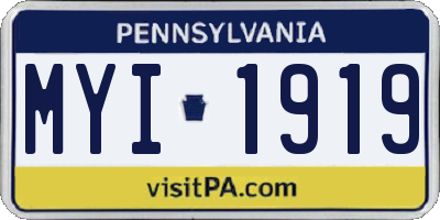 PA license plate MYI1919