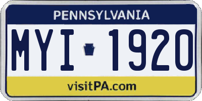 PA license plate MYI1920