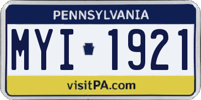 PA license plate MYI1921