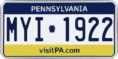 PA license plate MYI1922